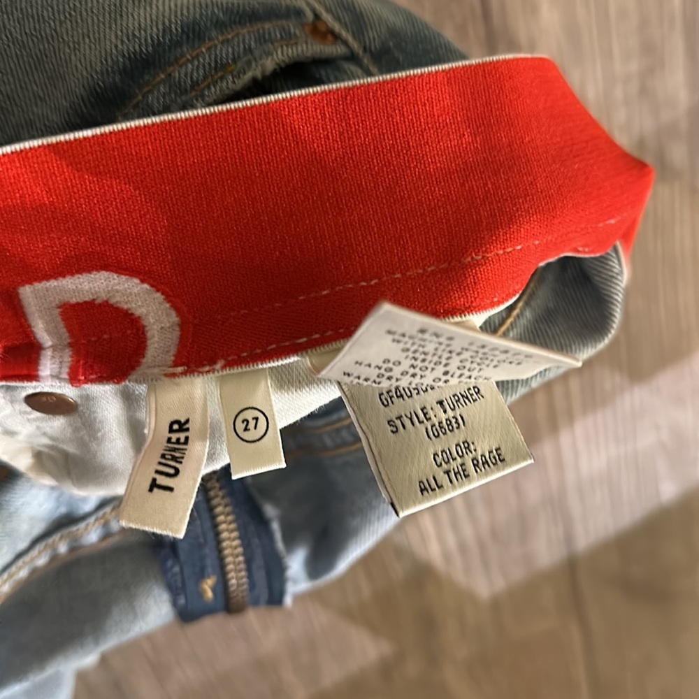 Grlfrnd Denim Turner Straight Leg Baggy Boy Elastic Band Distressed Zip Jeans 27 - Picture 4 of 8